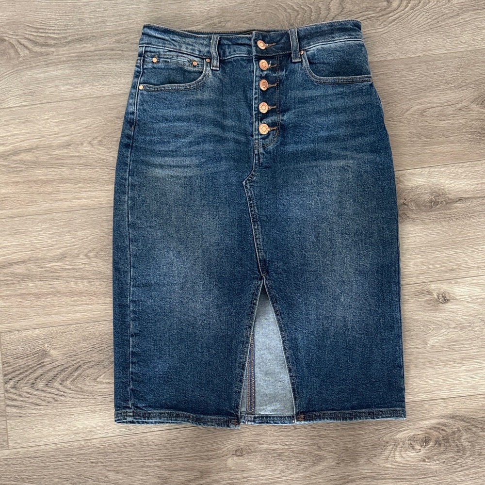 RACHEL Rachel Roy Dark Blue Denim Pencil Skirt